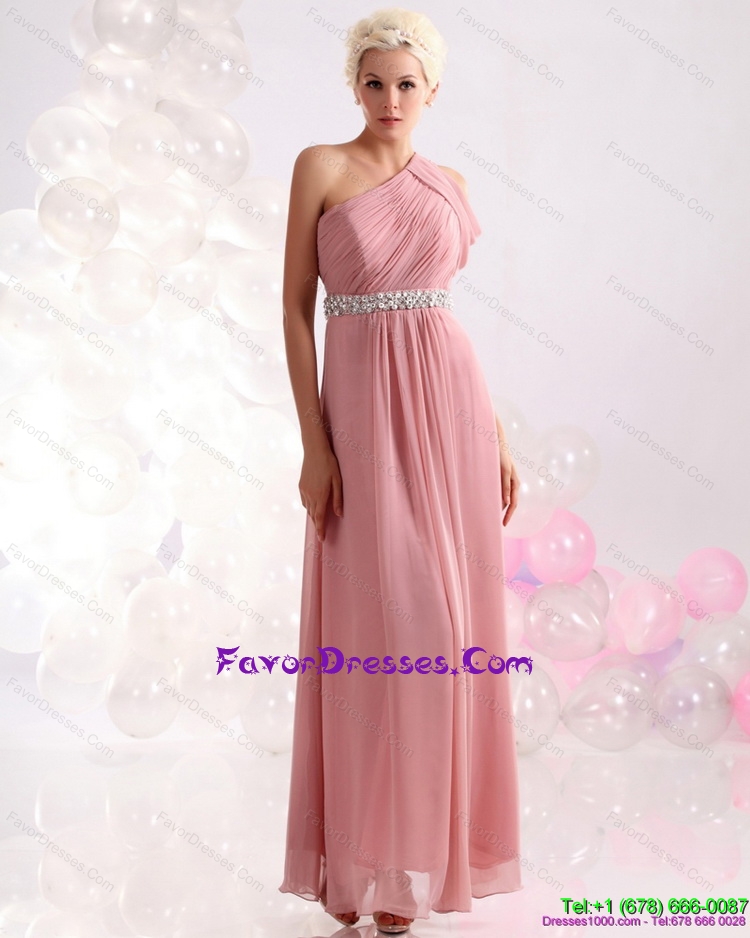 2015 Wonderful and Cheap One Shoulder Prom Dress with Beading and Ruching