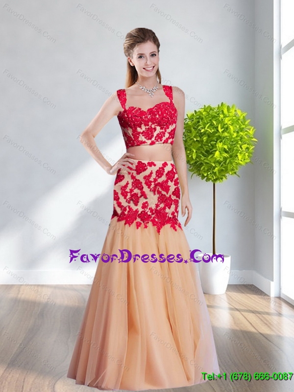 2015 Perfect Straps Multi Color Long Most Popular Prom Dresses with Appliques