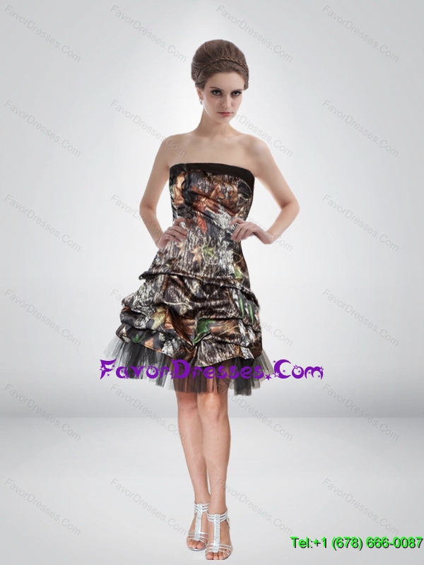 Artistic 2015 Short Strapless Camo Prom Dresses