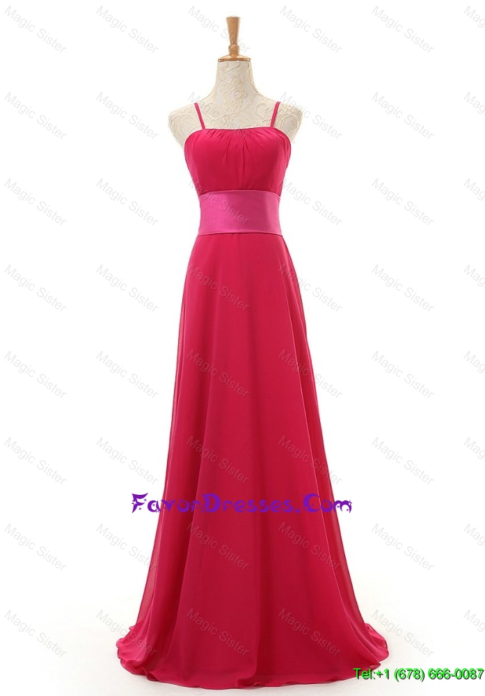 Most Popular Spaghetti Straps Long Red Prom Dress for 2016