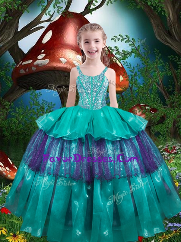 Pretty Straps Ruffled Layers Little Girl Pageant Dresses for 2016