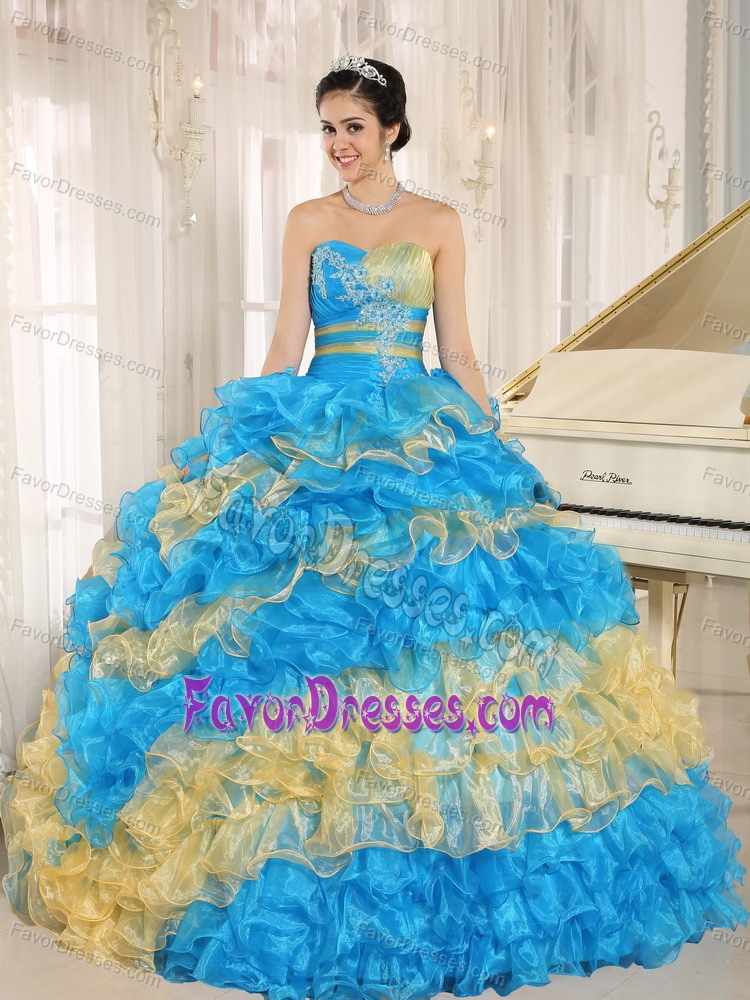 Trendy Sweetheart Quinceanera Dresses in Multi-color with Ruffled Layers