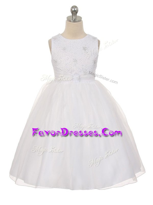 Low Price Sleeveless Beading Lace Up Little Girl Pageant Dress