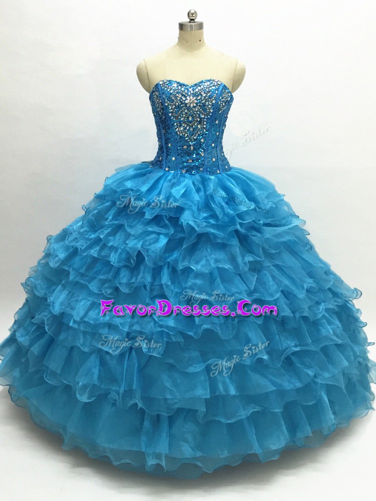  Floor Length Teal Quinceanera Gowns Sweetheart Sleeveless Lace Up