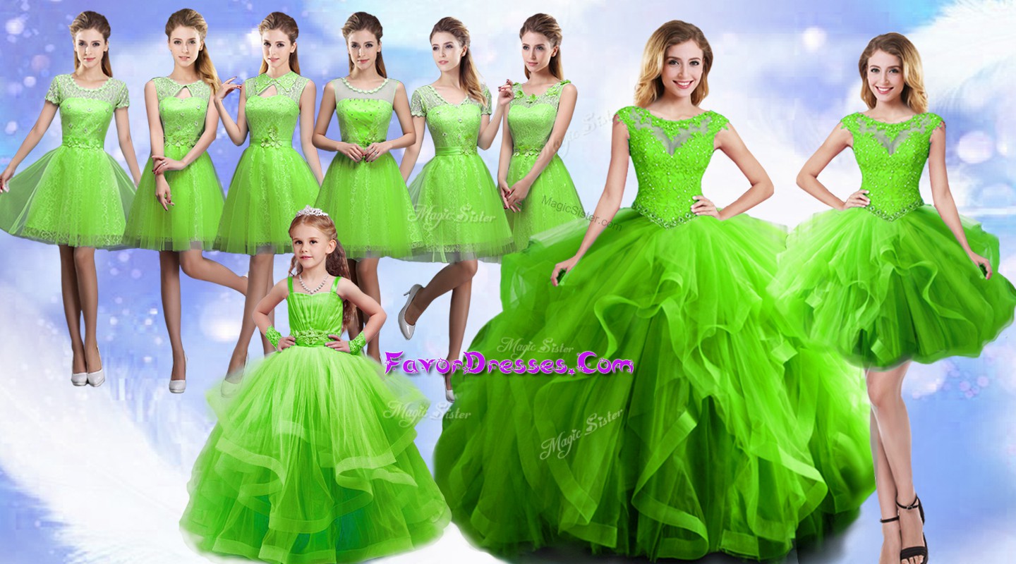 Most Popular Floor Length Lace Up Quinceanera Dress for Military Ball and Sweet 16 and Quinceanera with Beading and Ruffles