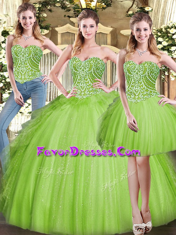 Cheap Sweetheart Lace Up Beading and Ruffles Quince Ball Gowns Sleeveless
