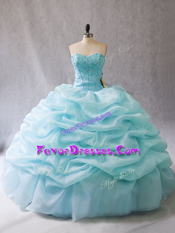 Exquisite Organza Sleeveless Floor Length Quinceanera Gown and Beading and Pick Ups