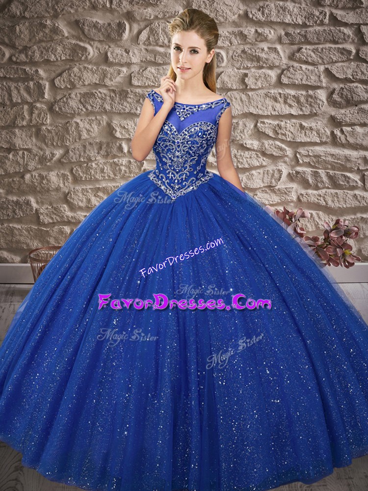 Beautiful Off The Shoulder Sleeveless Tulle Sweet 16 Quinceanera Dress Beading Zipper