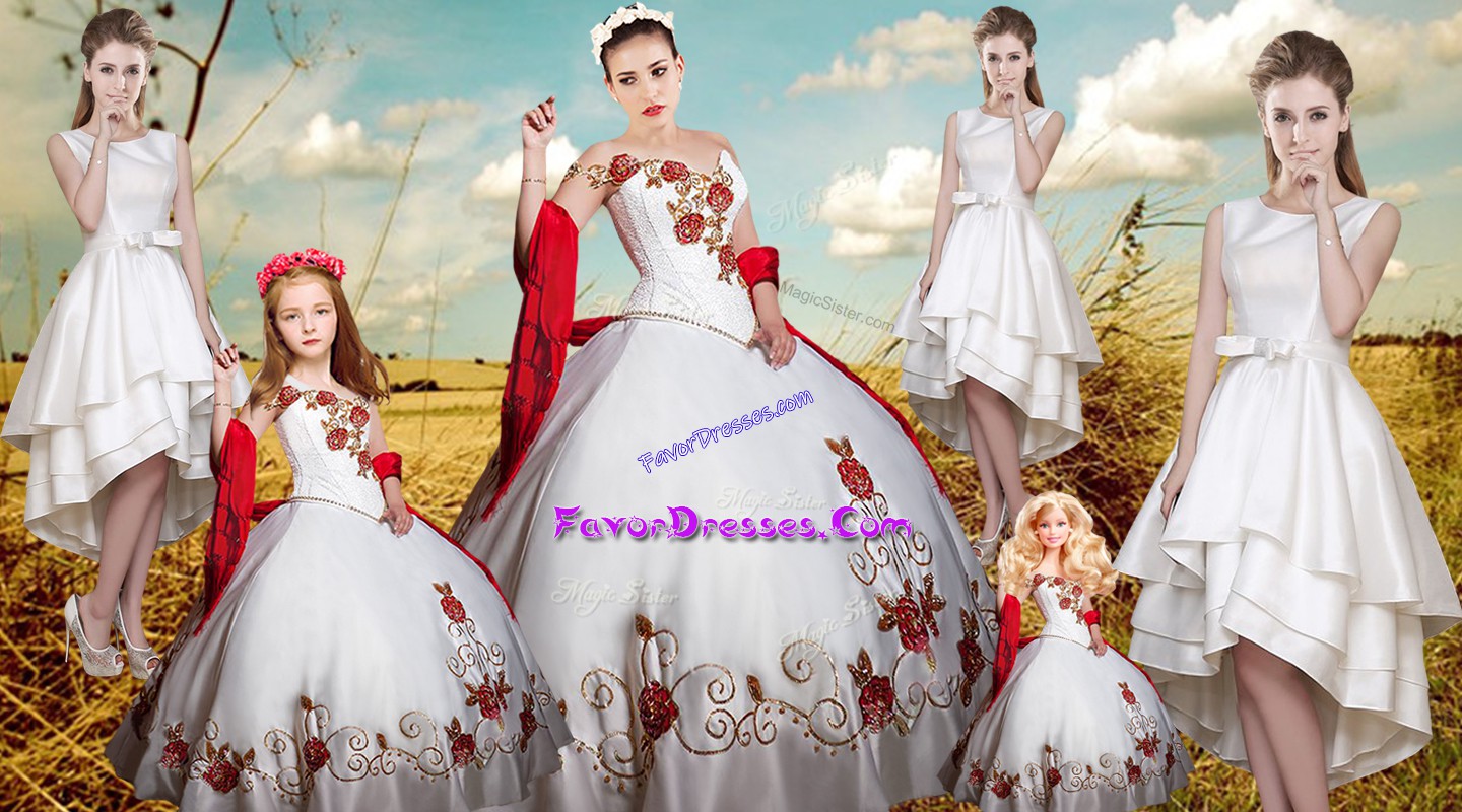 Traditional Satin Sleeveless Floor Length Quinceanera Gown and Beading and Embroidery