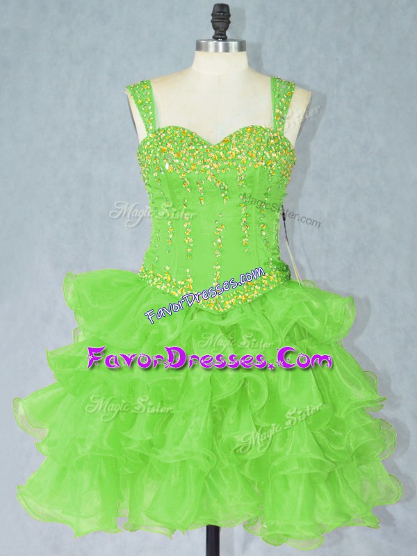 Affordable Beading and Ruffled Layers Prom Party Dress Lace Up Sleeveless Mini Length