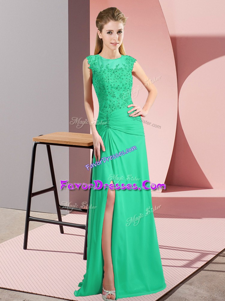 Classical Sleeveless Zipper Floor Length Beading Prom Party Dress