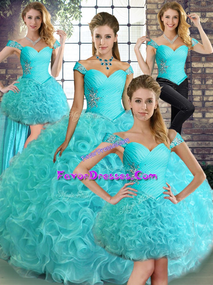  Sleeveless Lace Up Floor Length Beading Sweet 16 Dress