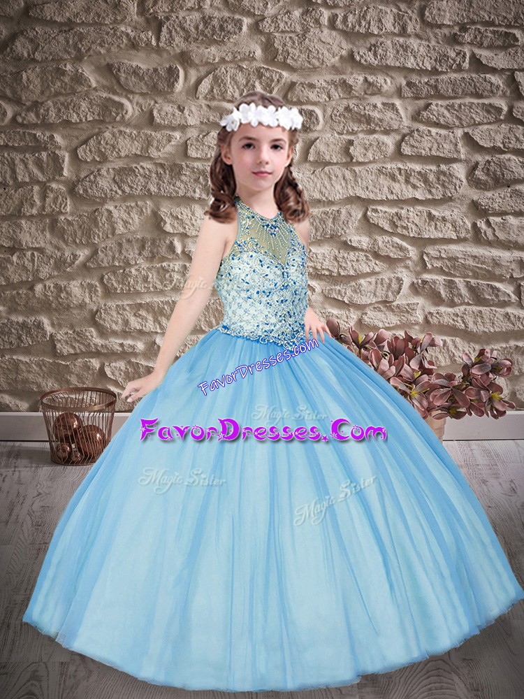 Classical Sleeveless Beading Lace Up Kids Formal Wear