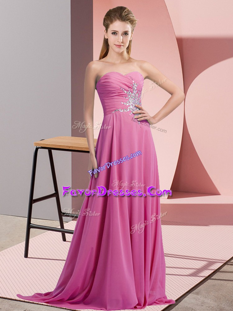 Stunning Lilac Sleeveless Beading Prom Evening Gown