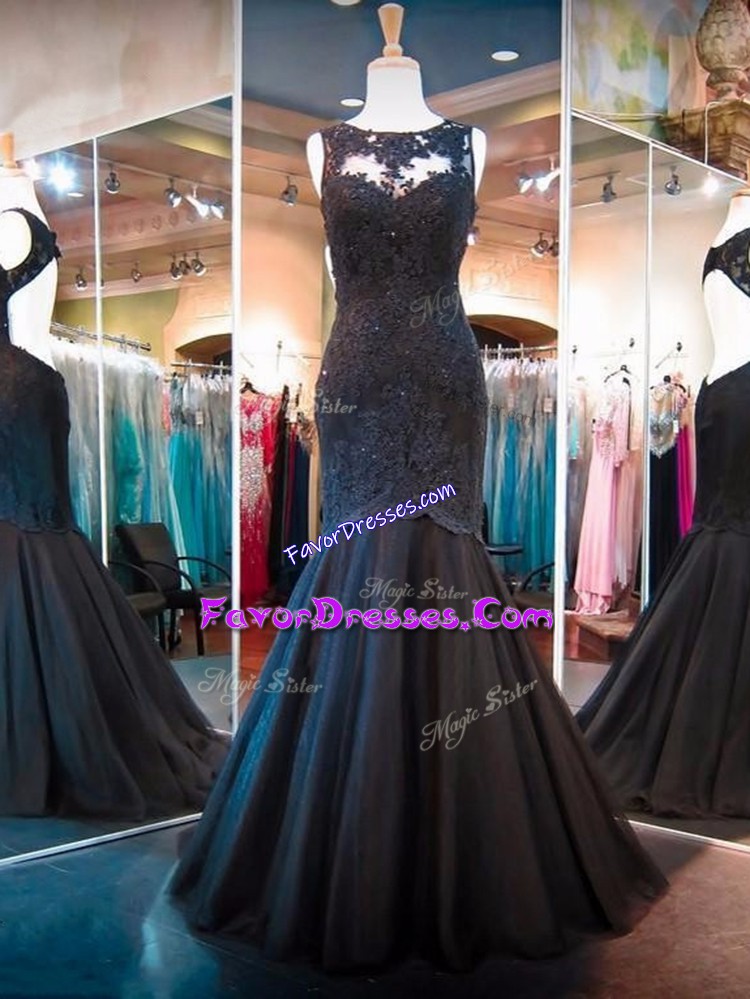 Glorious Sleeveless Backless Floor Length Lace Prom Gown