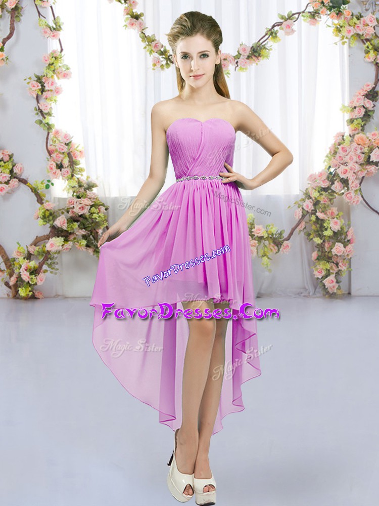  Lilac Sweetheart Lace Up Beading Vestidos de Damas Sleeveless