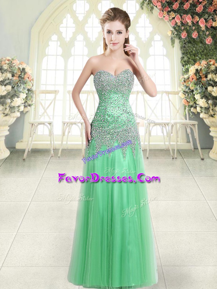 Extravagant Beading Dress for Prom Zipper Sleeveless Floor Length