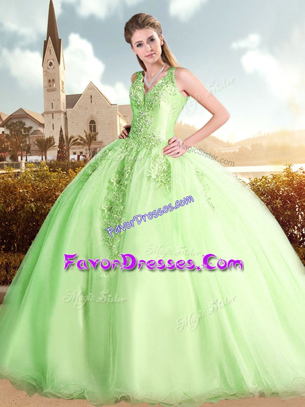  Beading and Lace Sweet 16 Dresses Lace Up Sleeveless Sweep Train