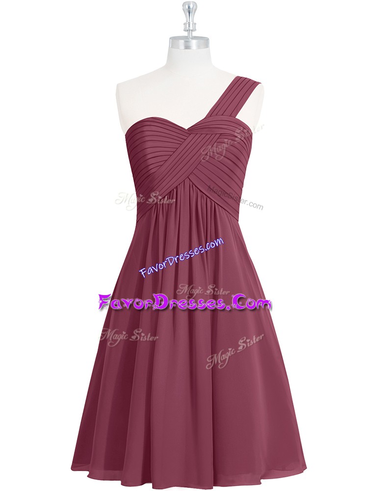 Classical Knee Length A-line Sleeveless Burgundy Dress for Prom Zipper