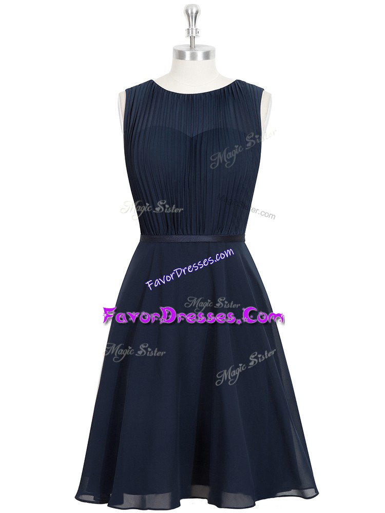 Glorious Sleeveless Ruching and Belt Zipper Dress for Prom
