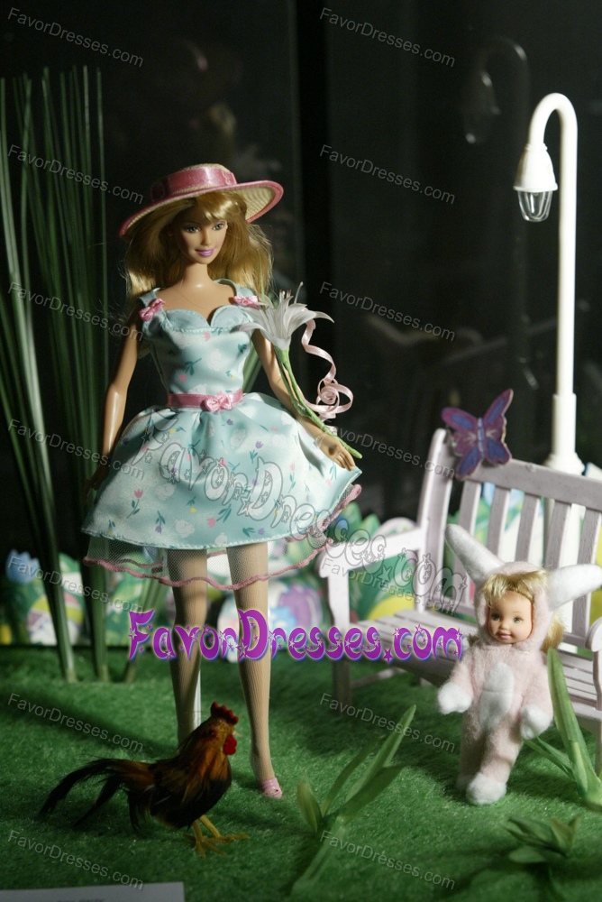 Hand Made Flowers Decorate Princess Party Clothes Gown For Barbie Doll