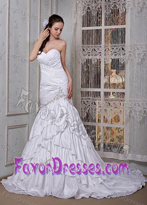 Sweetheart Ruched and Beaded Taffeta 2012 Best Seller Dresses for Wedding