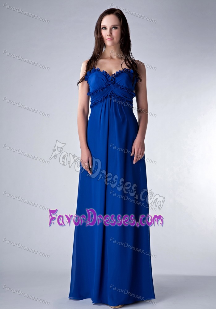Exquisite Royal Blue Straps Maid of Honor Dress in Chiffon to Floor-length