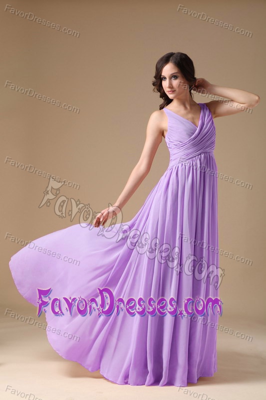 Elegant Purple V-neck Chiffon Ruched Prom Homecoming Dress for Custom Made