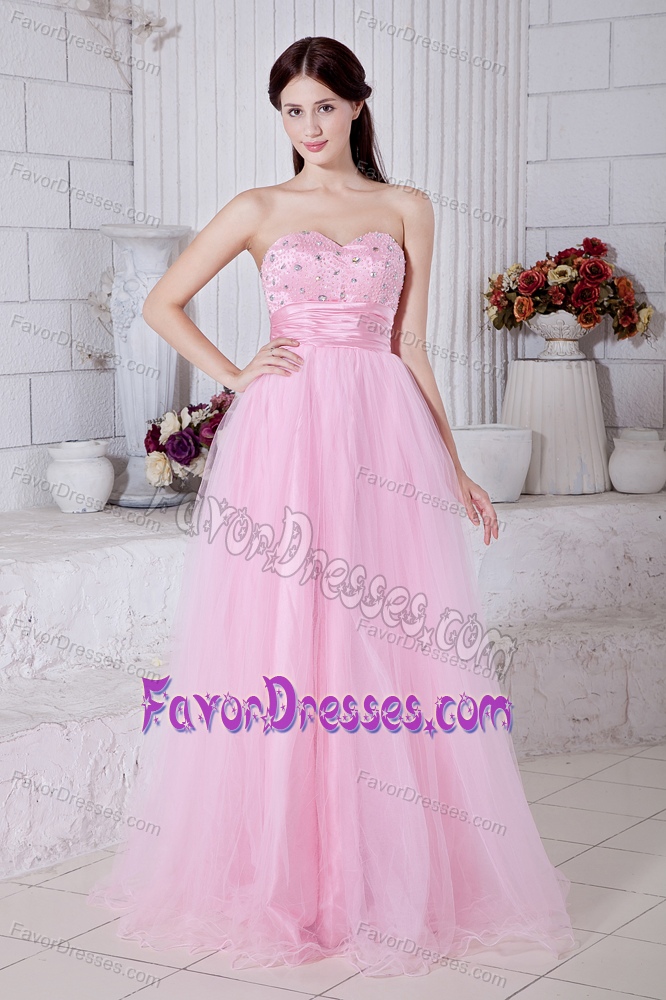 Elegant 2013 Baby Pink Sweetheart Beaded Organza Prom Evening Dresses
