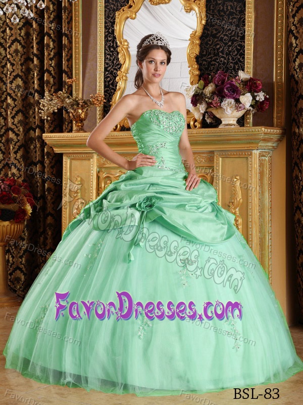 Important Strapless Apple Green Beading Quince Dress
