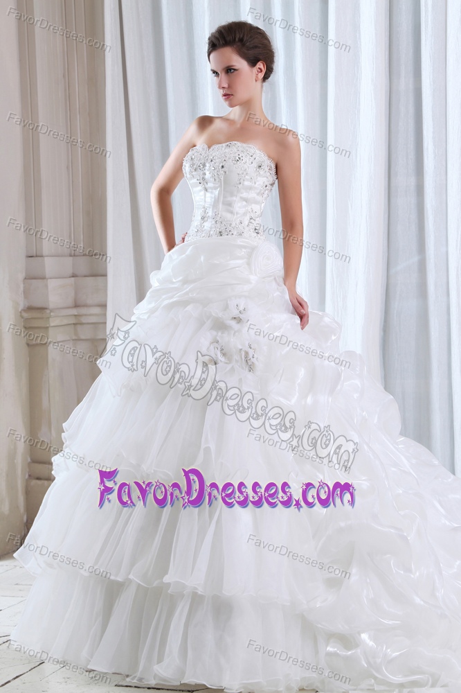 Romantic Beading Church Wedding Dress with Layers and Pick-ups in Organza