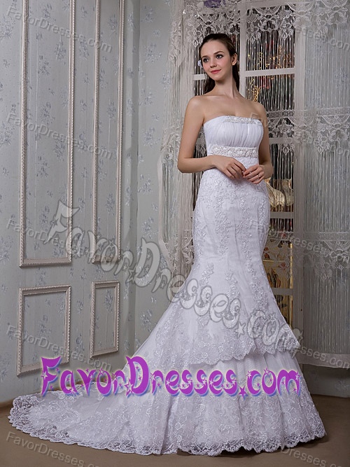 Fashionable Mermaid Strapless Wedding Party Dresses with Beads and Layers