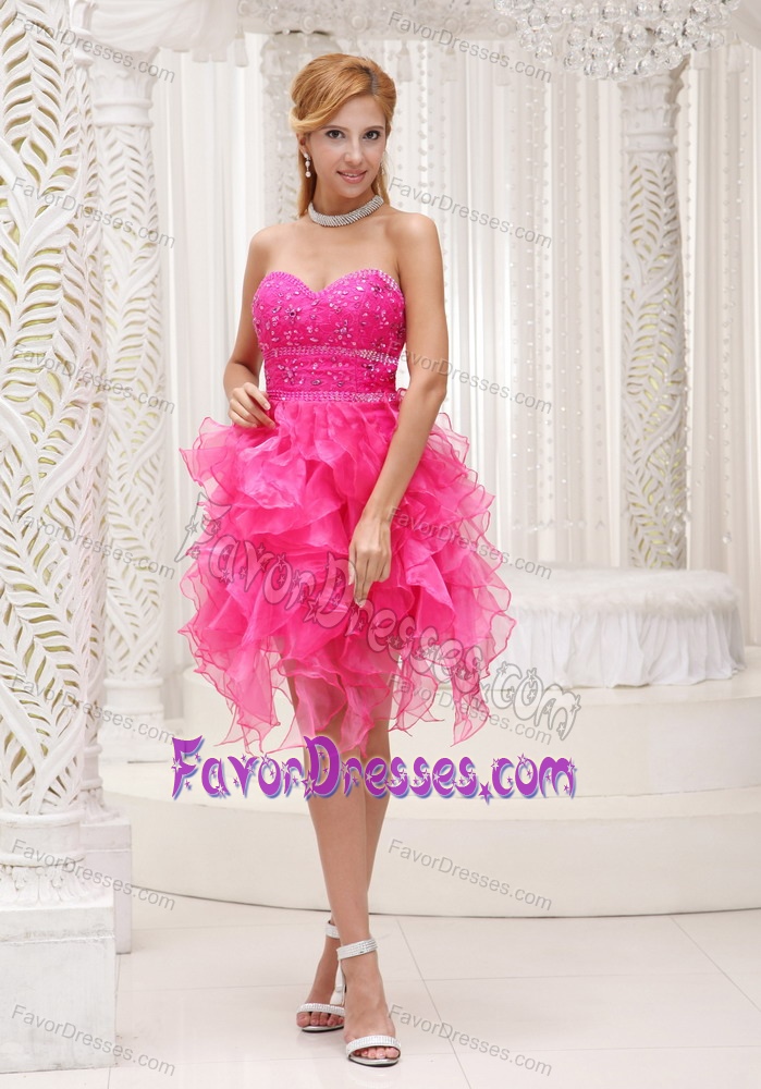 Gorgeous Hot Pink Middle School Graduation Dresses with Ruffles