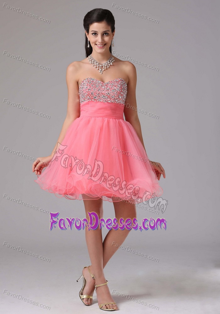 2013 Exquisite Sweetheart Lace-up Organza Graduation Dress in Watermelon