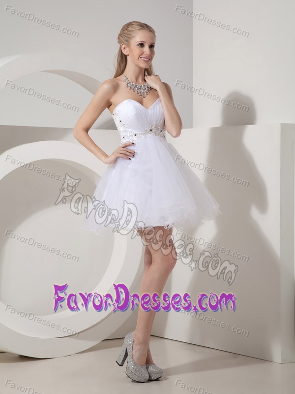 White Lace-up Attractive Summer Graduation Ceremony Dress in Mini-length