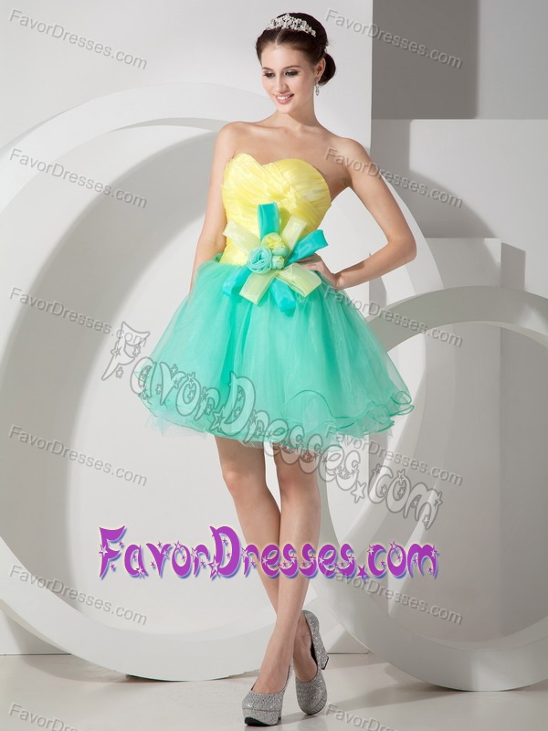 Best Seller Organza Graduation Ceremony Dresses in Apple Green and Yellow