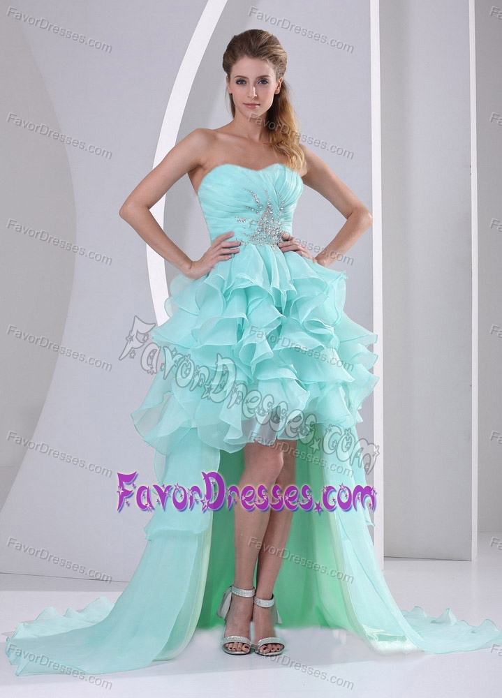 Organza High-low Sweetheart Prom Homecoming Dresses in Apple Green