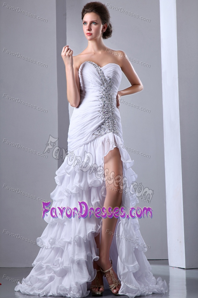 Qualified White Sweetheart Beading Chiffon Prom Formal Dress