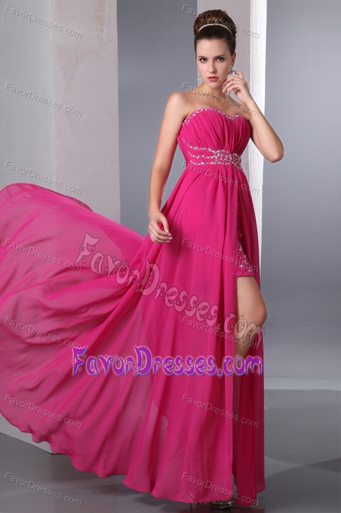High End Hot Pink Column Sweetheart Prom Homecoming Dress in Chiffon
