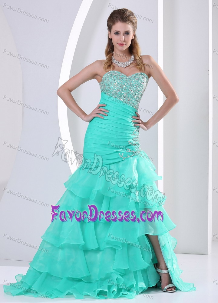 2014 Bright Ruched Layered Sweetheart Holiday Dress with Beading Decorated