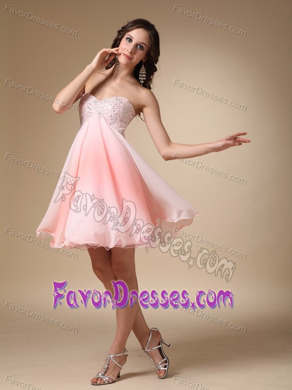 Sweet Sweetheart Mini-length Chiffon Holiday Dress with Beading on Sale