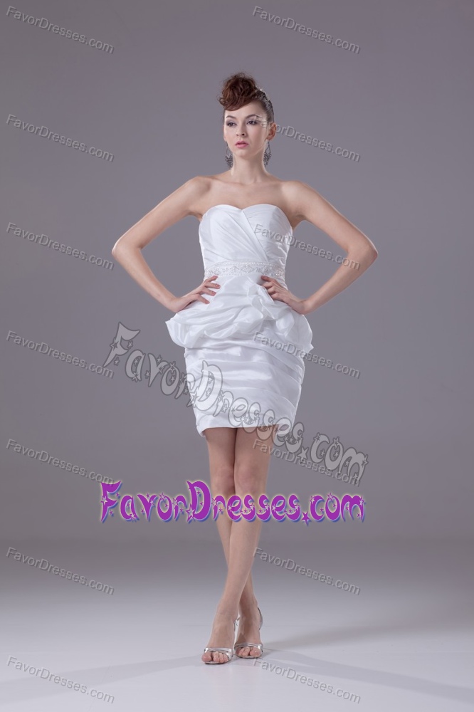 Tasty Sweetheart Wedding Dress with Ruching and Pick-ups to Mini-length