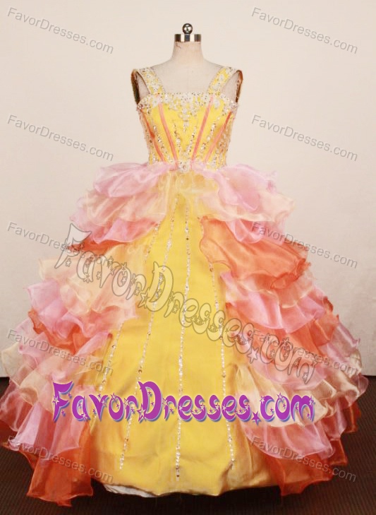 Multi-colored Ball Gown Ruffled Pageant Dresses for Toddlers with Appliques