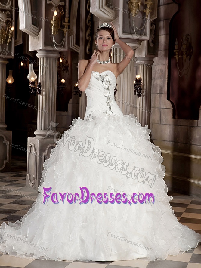 Ball Gown White Sweetheart Court Train Wedding Dress for Wholesale Price