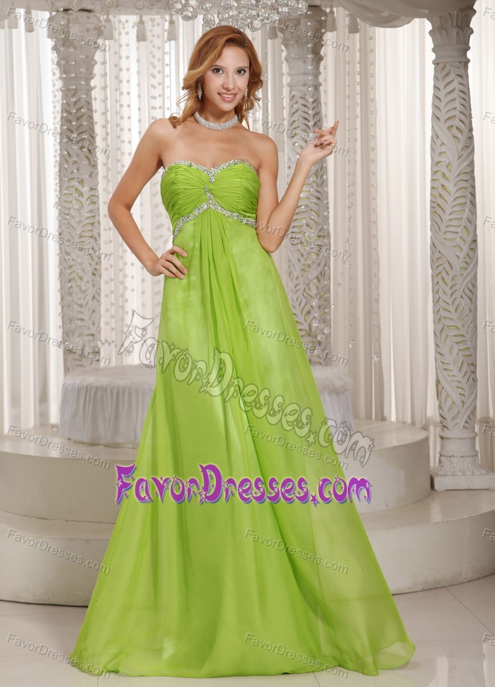 Spring Green Sweetheart Popular Maxi Dresses with Beading and Ruching