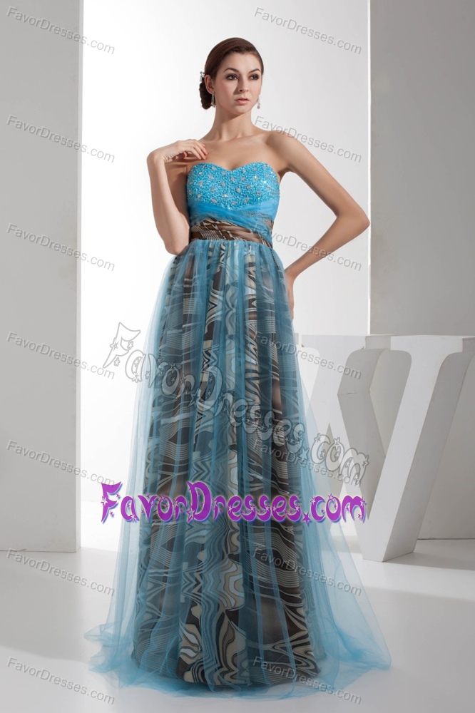 Fashionable Sweetheart Multi-color Beaded Maxi Dresses with Printing