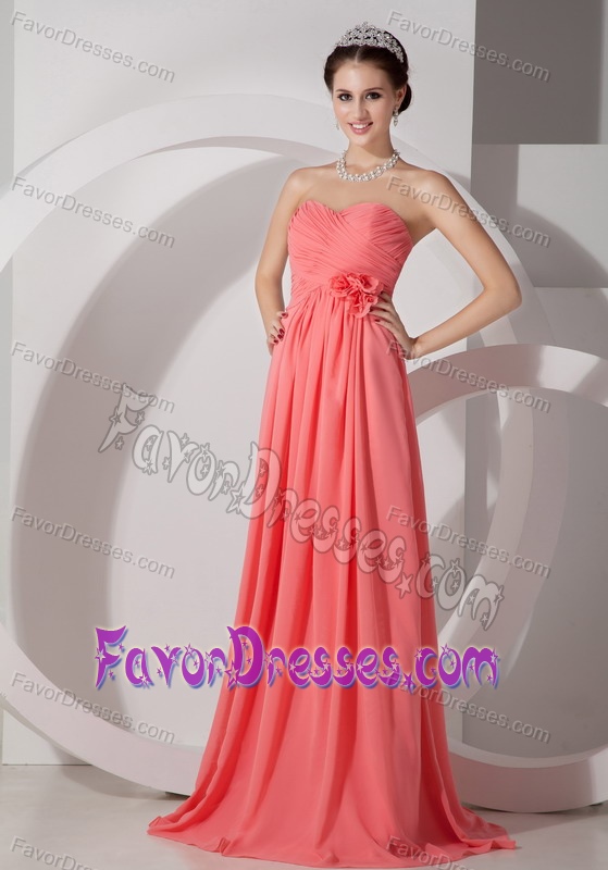 Brand New Sweetheart Watermelon Bridesmaid Dresses with Flower