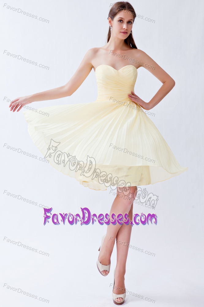 New Light Yellow Empire Sweetheart Bridesmaid Dress in Chiffon with Pleats