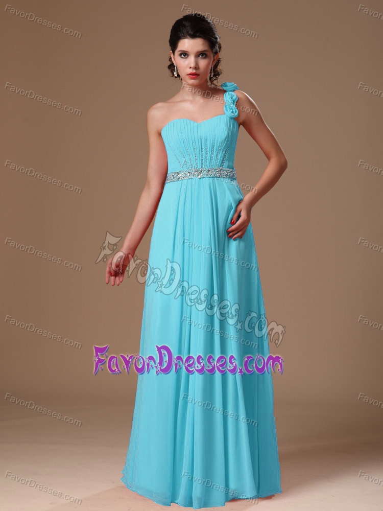 Discount Zipper-up Beaded Prom Celebrity Dresses in Aqua Blue with Flowers