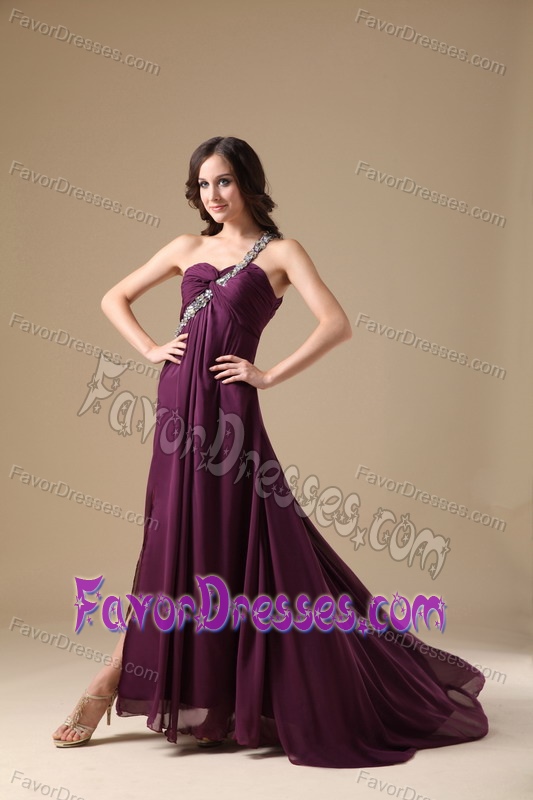 2012 Best Seller Purple One Shoulder Prom Gown Dress for Spring under 150